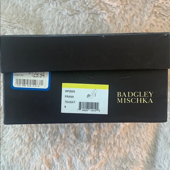 Badgley Mischka Frank Aqua Blue Satin heel rosette formal event US 9 - Picture 8 of 8